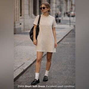 Zara Cream Short Sleeve Mini Dress